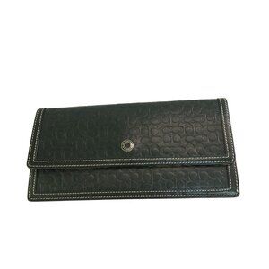 Coach 1941 Vintage Rare Black Embossed Logo Snap Clutch Wallet Like New